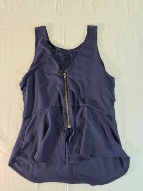 ASTR the Label Blouse Top Blue Zip Up Front Women's Size Medium